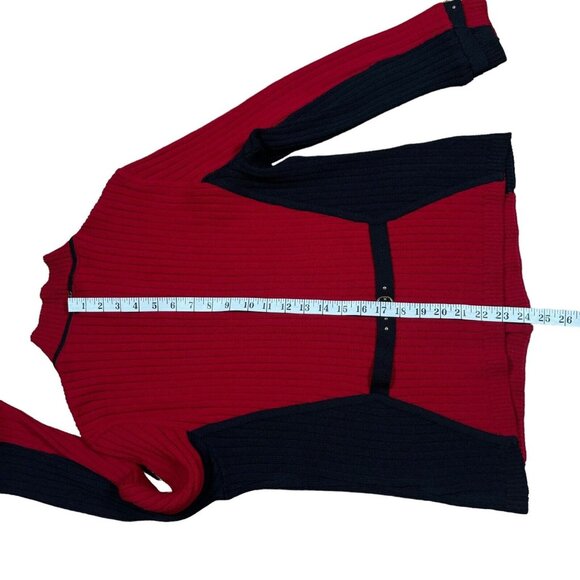 St. John Sport By Marie Red Black Knit Full Zip Y2K Sport Women's Size M-L - Picture 11 of 13